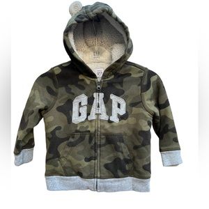 BABY GAP Cozy Arch Hoodie Black Moss Size 18-24 months